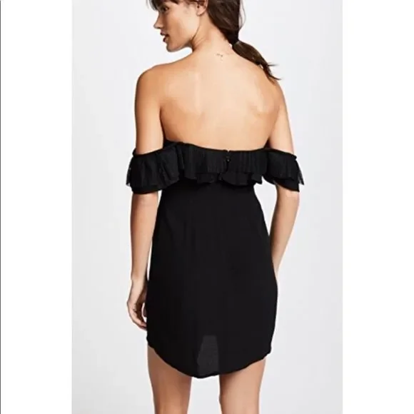 For Love & Lemons Claire Off The Shoulder Mini Dress Black Size Large - Picture 3 of 10